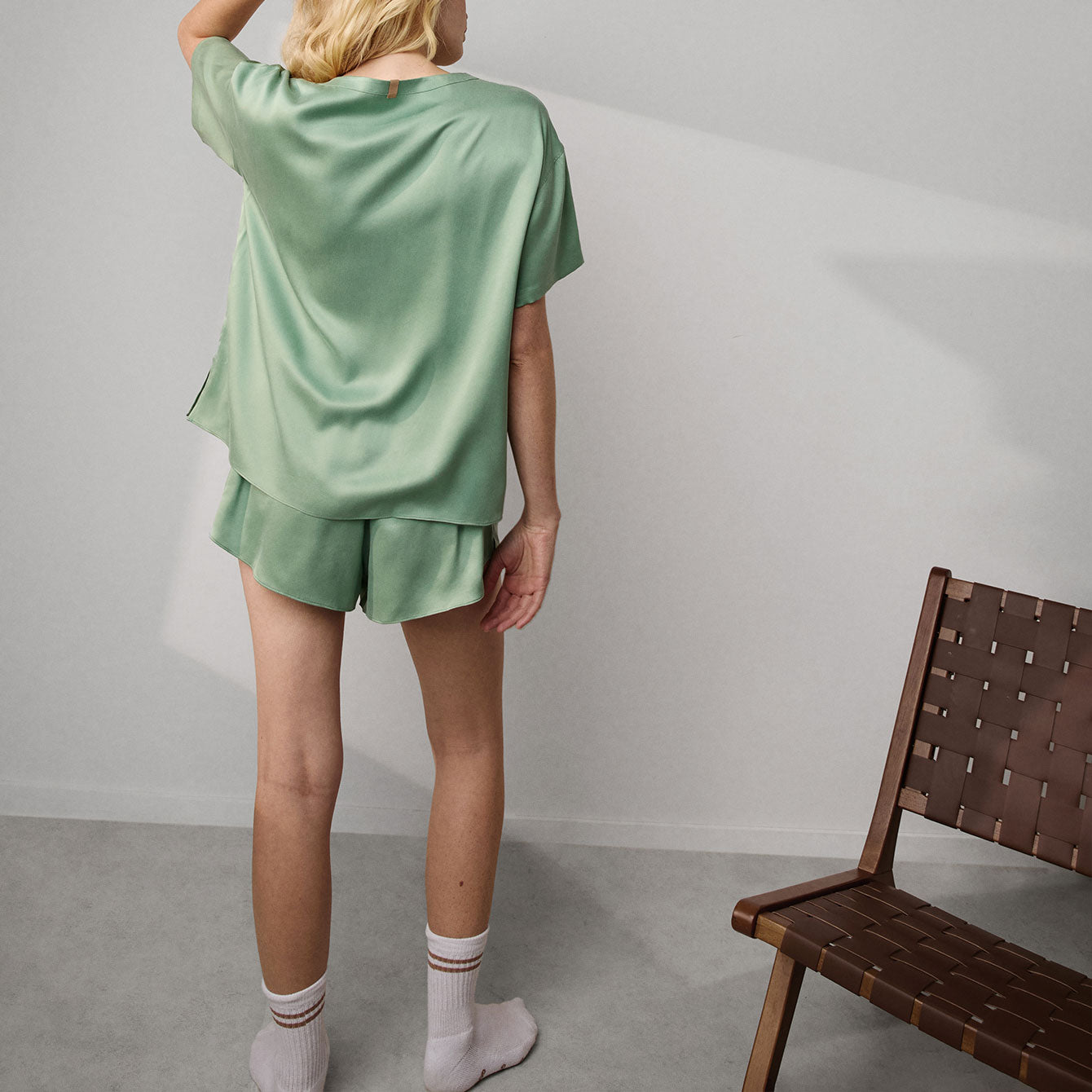 Lunya Pajamas Washable Silk Tee Short Set - #Whist Jade