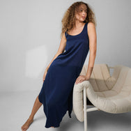 Washable Silk Tulip Dress - #Deep Blue