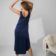 Washable Silk Tulip Dress - #Deep Blue