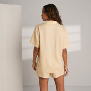 Lunya Woven Linen Oversized Collared Shirt- #Ambrosial Wheat