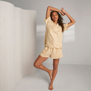 Lunya Woven Linen Oversized Collared Shirt- #Ambrosial Wheat
