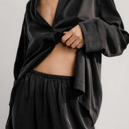 Lunya Pajamas - Washable Silk Long Sleeve Pant Set - #Immersed Black