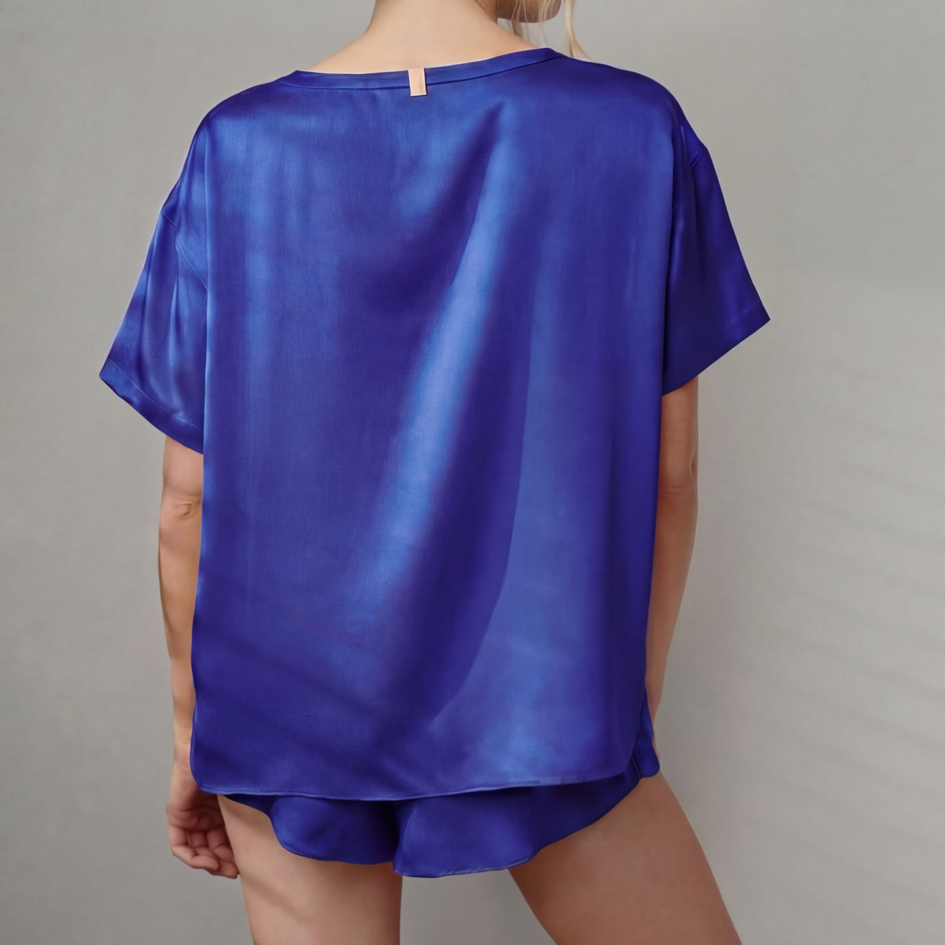 Lunya Pajamas Washable Silk Tee Short Set - #Cobalt Dream