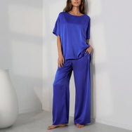 Lunya Pajamas Washable Silk Tee Pant Set - #Cobalt Dream