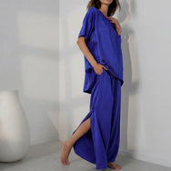Lunya Pajamas Washable Silk Tee Pant Set - #Cobalt Dream