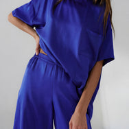 Lunya Pajamas Washable Silk Tee Pant Set - #Cobalt Dream