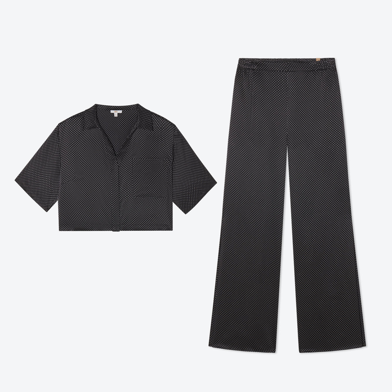 Washable Silk High Rise Pant Set - #Black Ellipsis