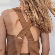 Lunya Woven Linen Crossback Tank - #Lush Caramel