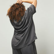 Lunya Sleepwear Washable Silk Tee Pant Set - #Meditative Grey#Size:1X,2X@back