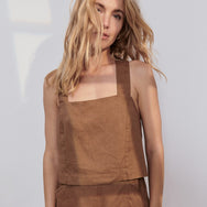 Lunya Woven Linen Crossback Tank - #Lush Caramel