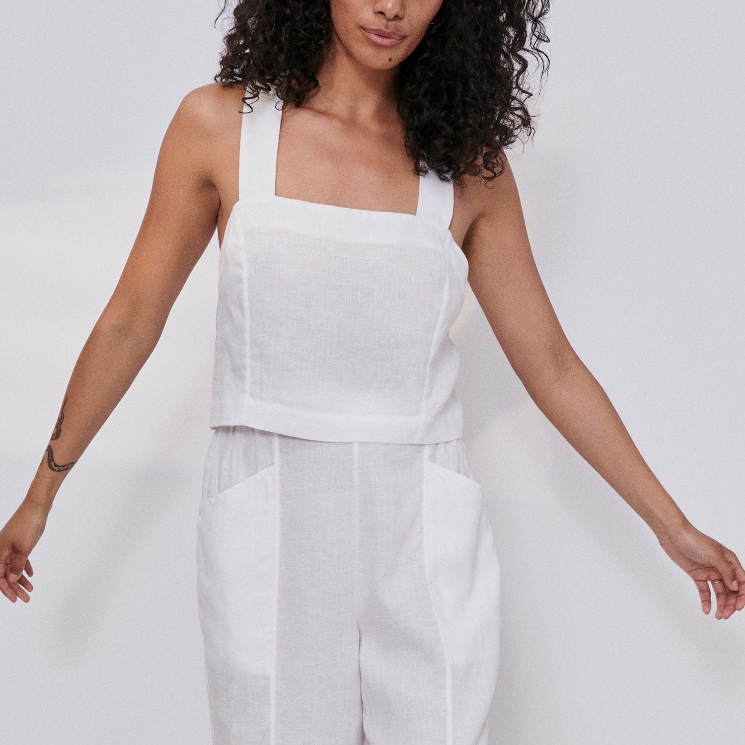 Lunya Woven Linen Crossback Tank - #Sincere White