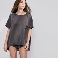 Washable Silk Tee Set - #Meditative Grey