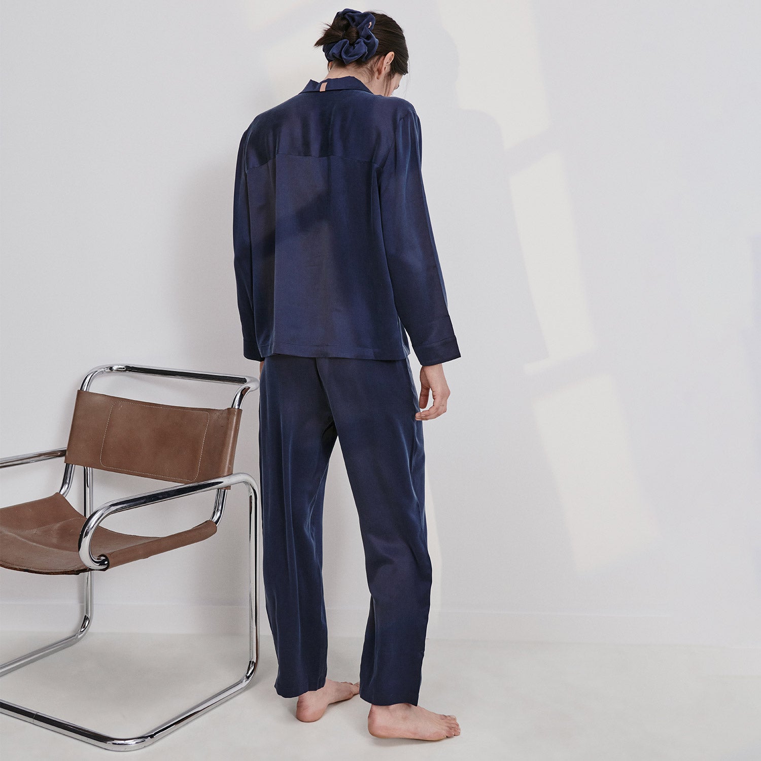 Waschbares Langarm-Hosenset aus Seide (alte Passform)