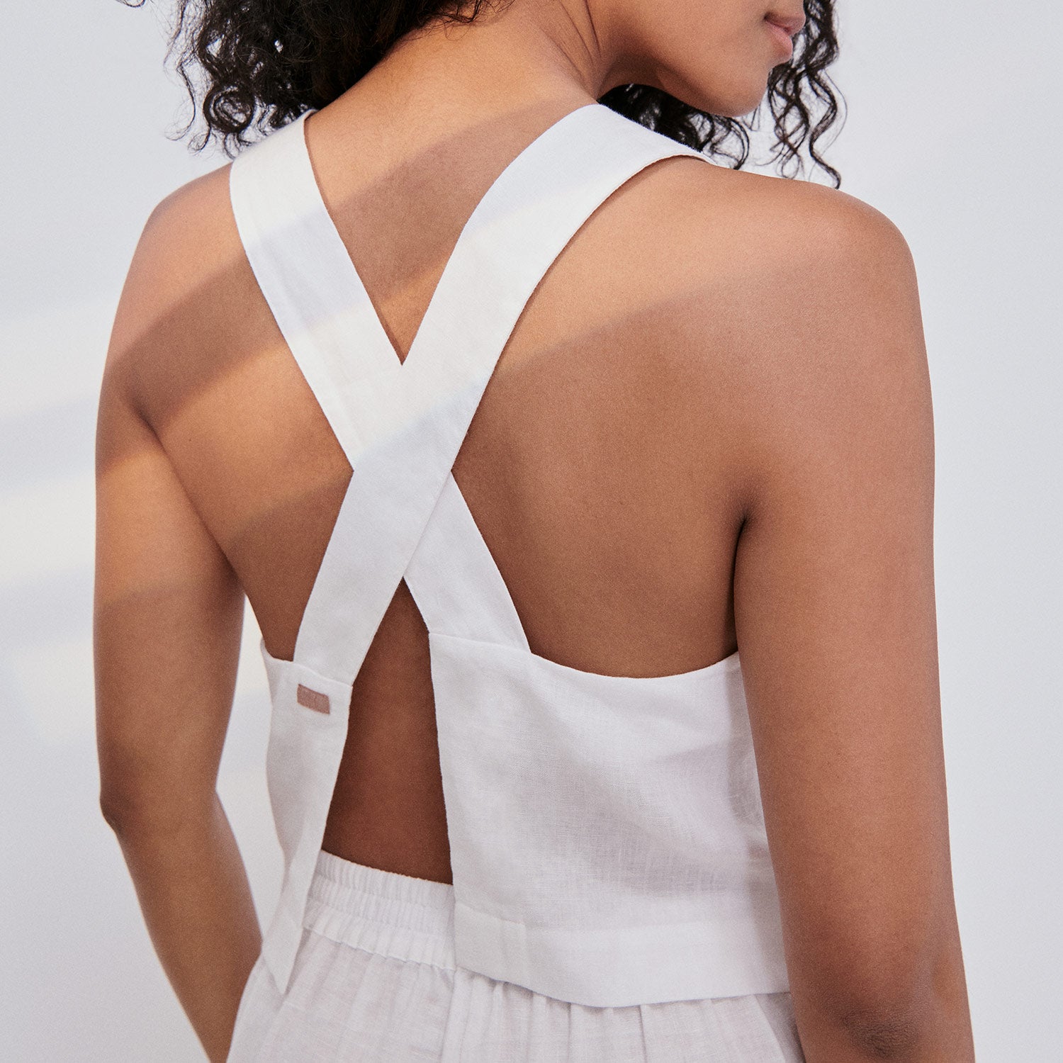 Lunya Woven Linen Crossback Tank - #Sincere White
