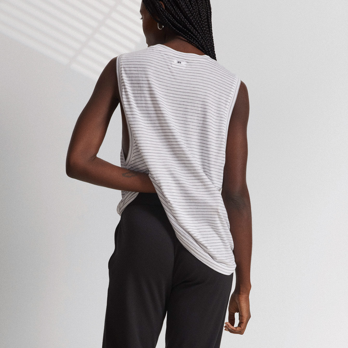 Lunya Cooldown Pima™ Muscle Tank - #Tranquil White/Immersed Black