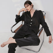 Lunya Sleepwear Washable Silk Long Sleeve Pant Set - #Immersed Black