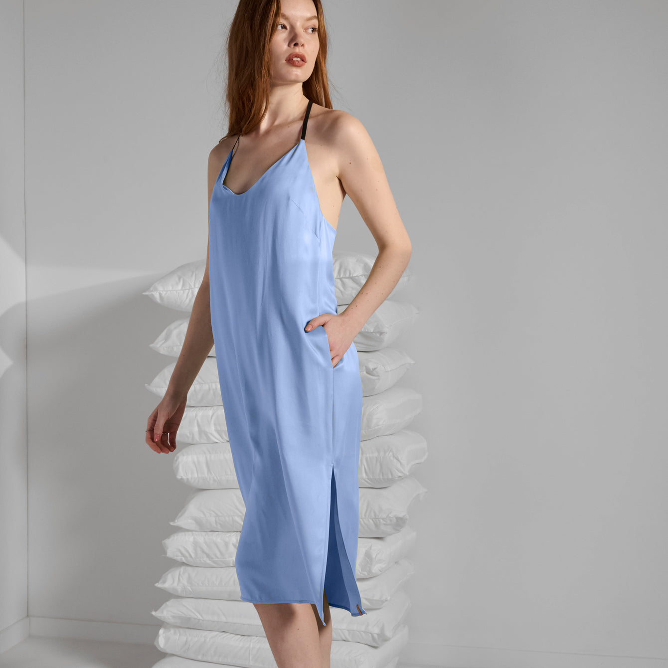 Lunya Washable Silk Slip Dress - #Equanimity Sky