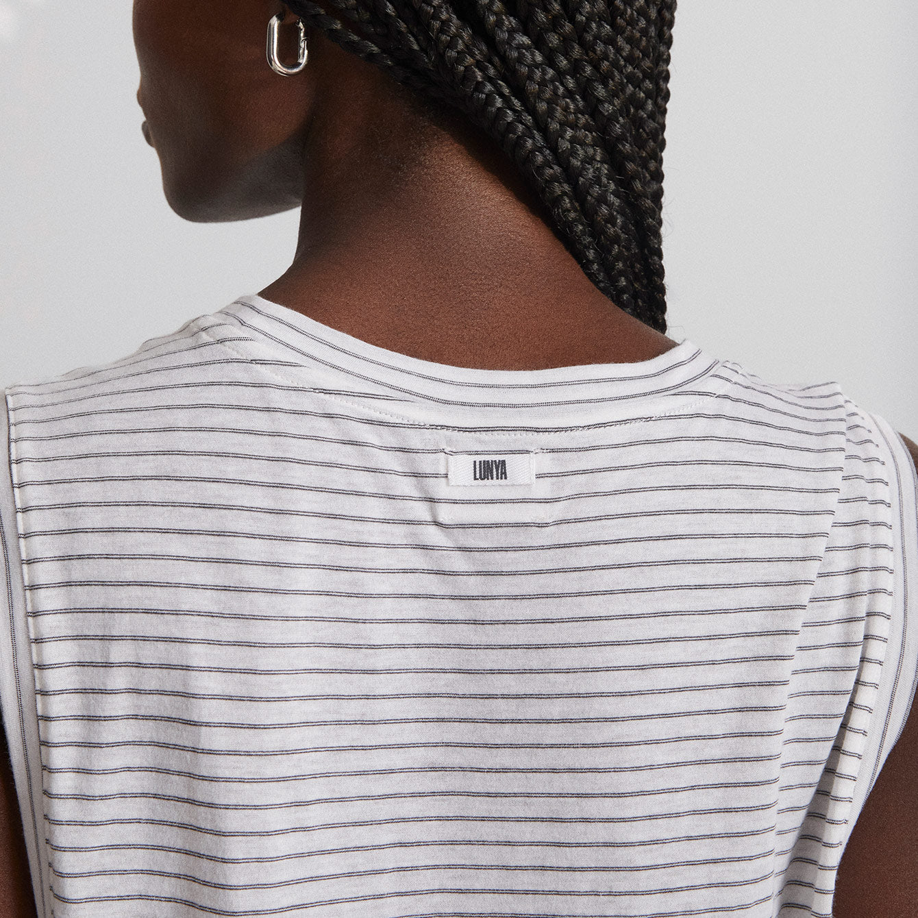 Lunya Cooldown Pima™ Muscle Tank - #Tranquil White/Immersed Black