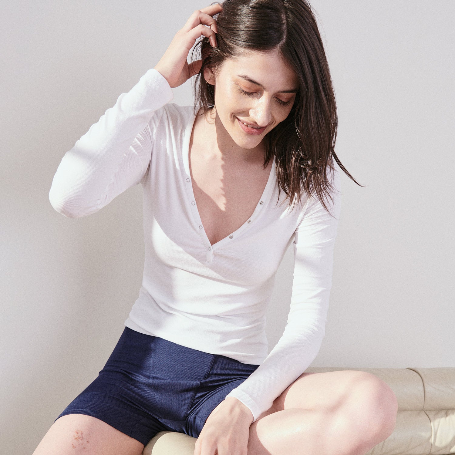 Lunya Soft Modal Rib Boyshort - #Deep Blue
