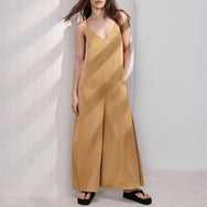 Lunya Sleepwear Washable Silk Elastic Strap Jumpsuit - #Euphoric Gold