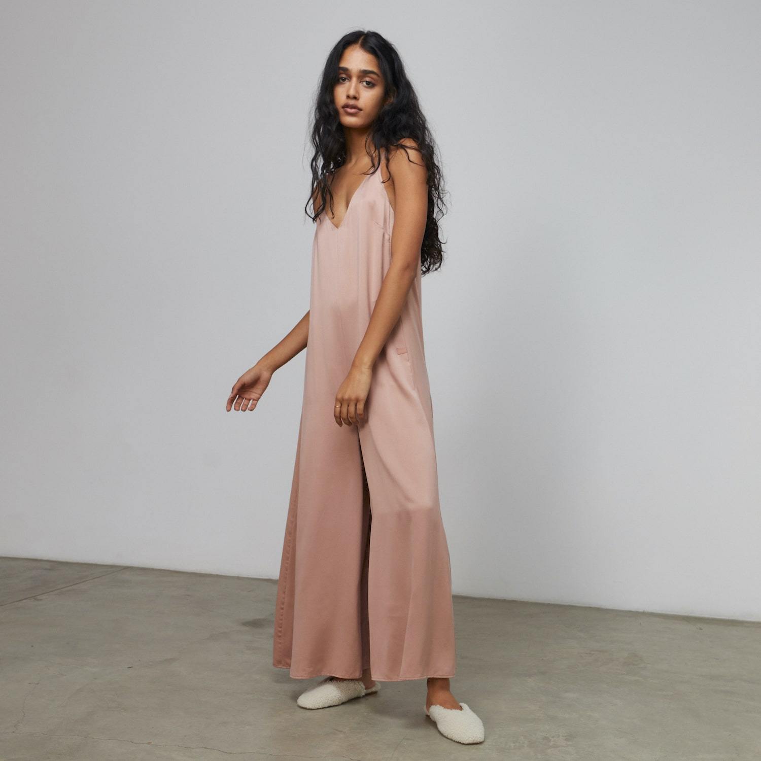 Lunya Sleepwear Washable Silk Elastic Strap Jumpsuit - #Otium Tan