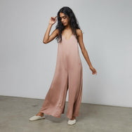 Lunya Sleepwear Washable Silk Elastic Strap Jumpsuit - #Otium Tan