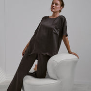 Lunya Washable Silk Tee Pant Set - #Meditative Grey