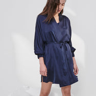 Lunya Sleepwear Washable Silk Robe - #Deep Blue