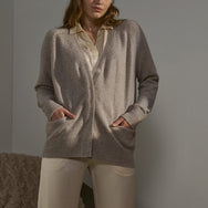 Lunya Pajamas Cashmere Button Front Cardigan - #Ceres Tan Marl