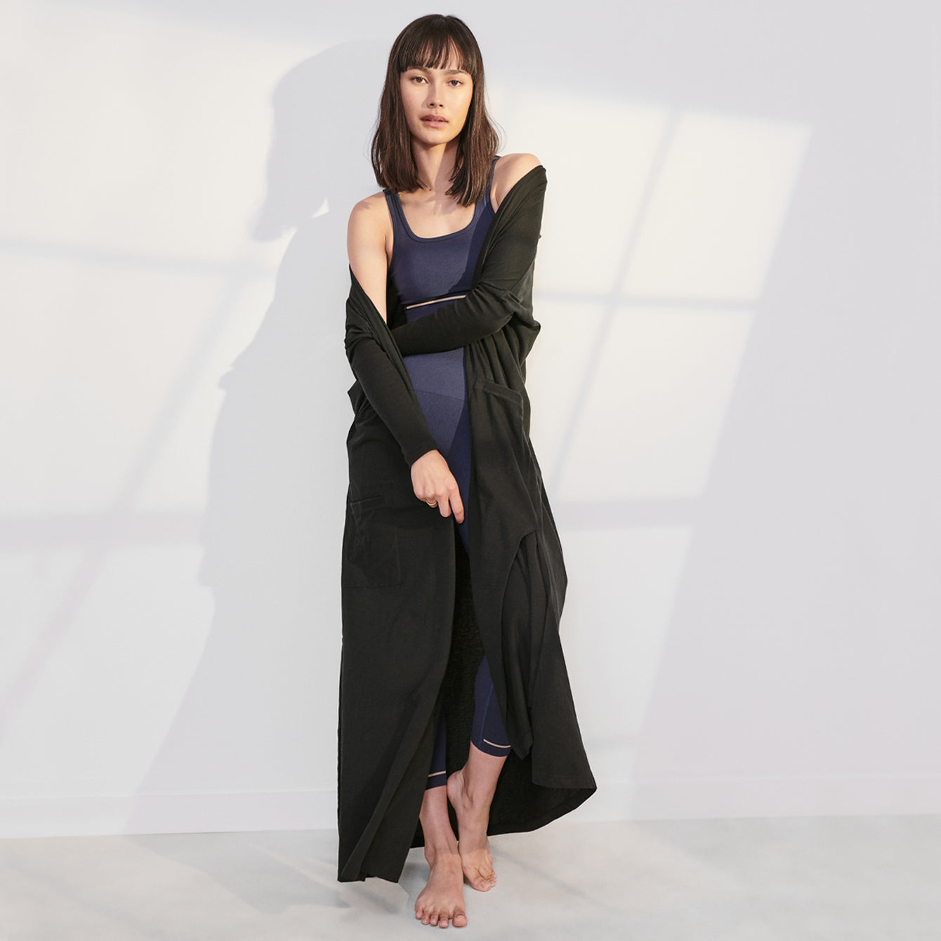 Lunya Organic Pima Long Cardigan - #Immersed Black