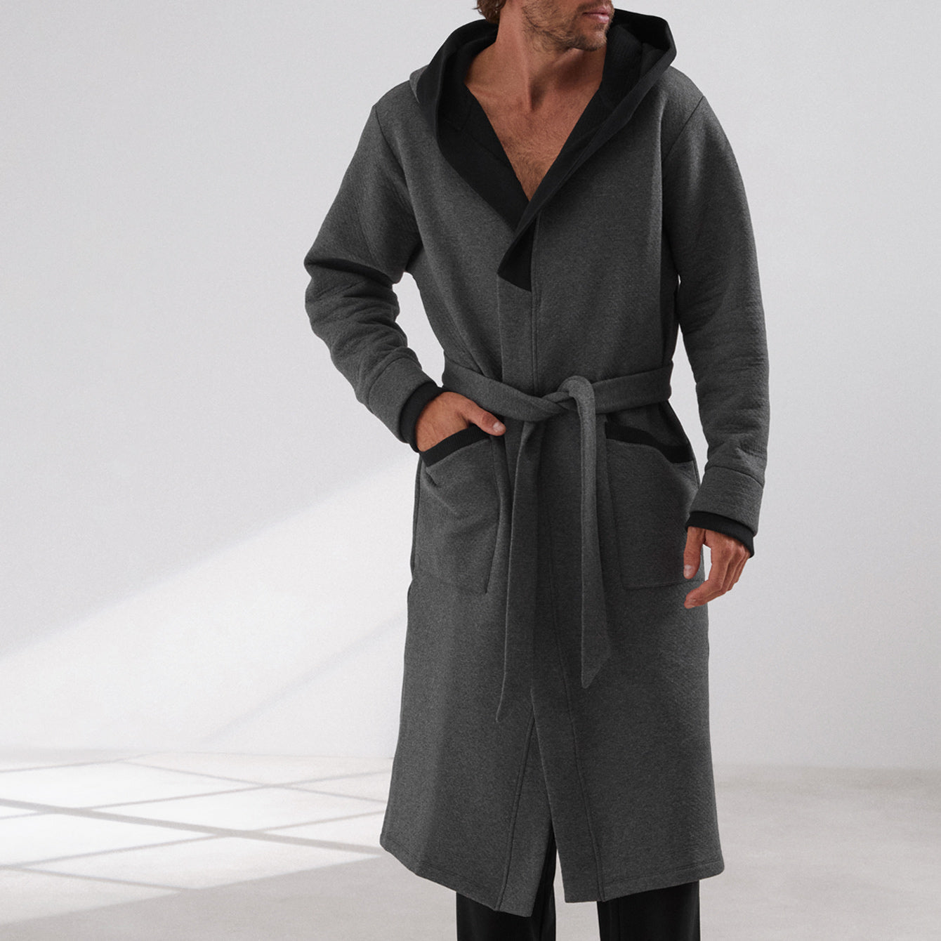 Lahgo Restore Double Faced Robe - #Mercurial Grey Heather/Immersed Black