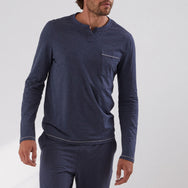 Lahgo Restore Long Sleeve Henley - #Deep Blue Heather