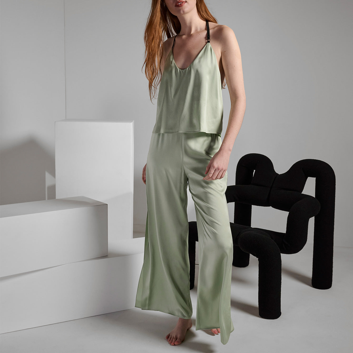 Lunya Sleepwear Washable Silk Cami Pant Set - #Ethereal Green