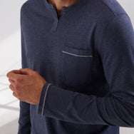 Lahgo Restore Long Sleeve Henley - #Deep Blue Heather