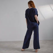 Lunya Washable Silk Tee Pant Set - #Deep Blue