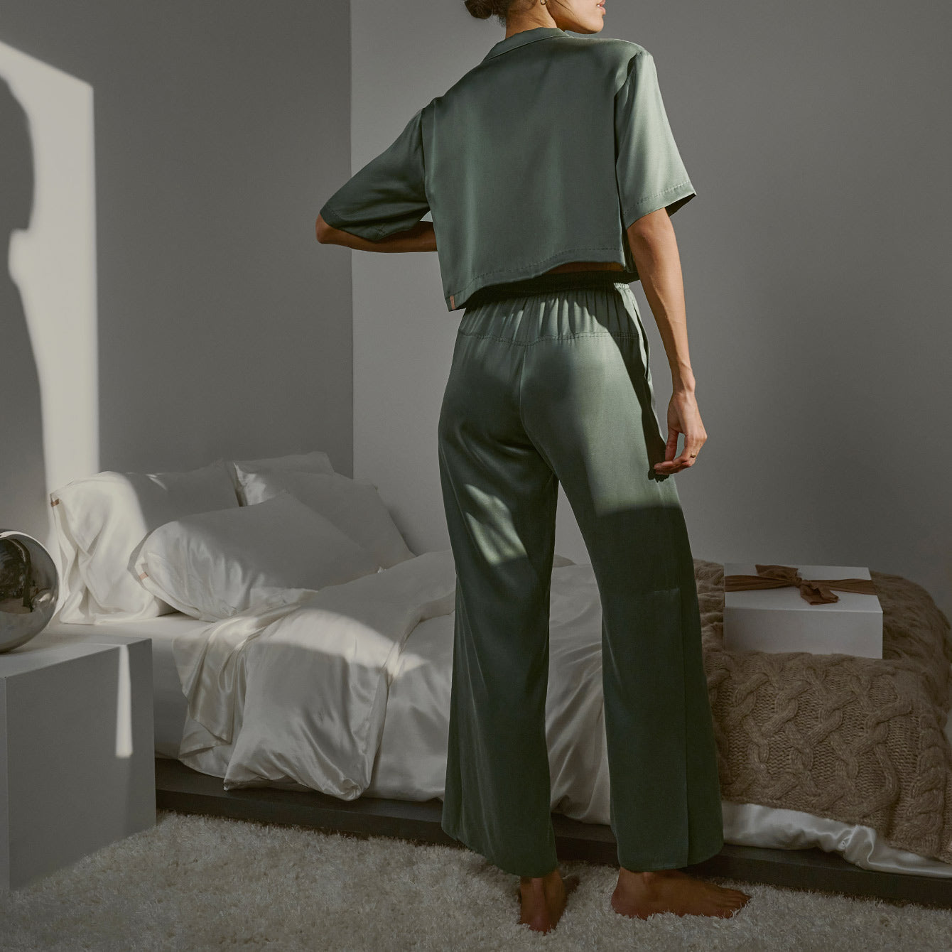 Lunya Washable Silk High Rise Pant Set - #Drowsy Olive