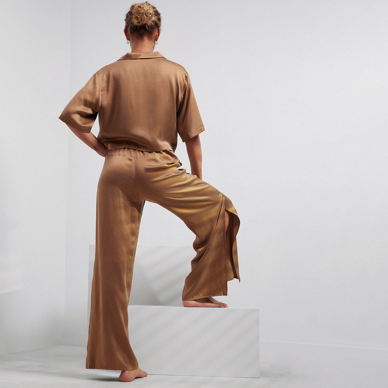 Lunya Washable Silk High Rise Pant Set - #Lush Caramel