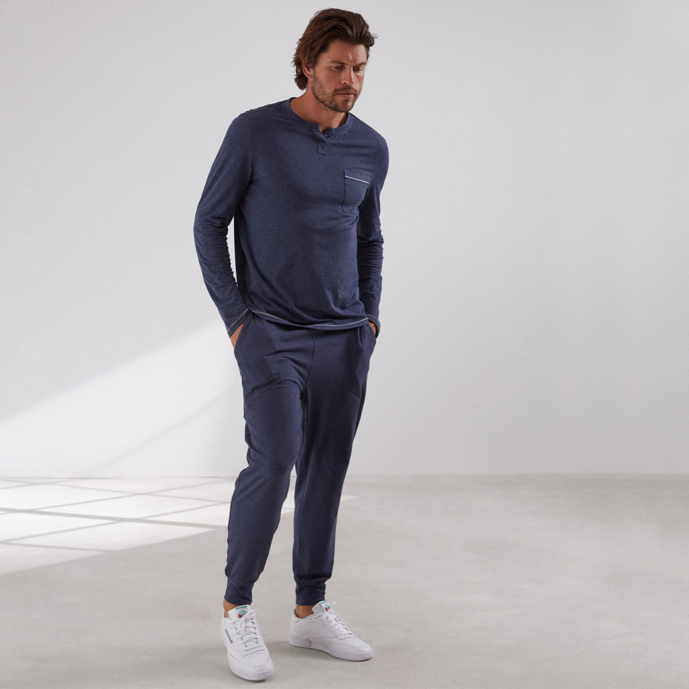Lahgo Restore Long Sleeve Henley - #Deep Blue Heather