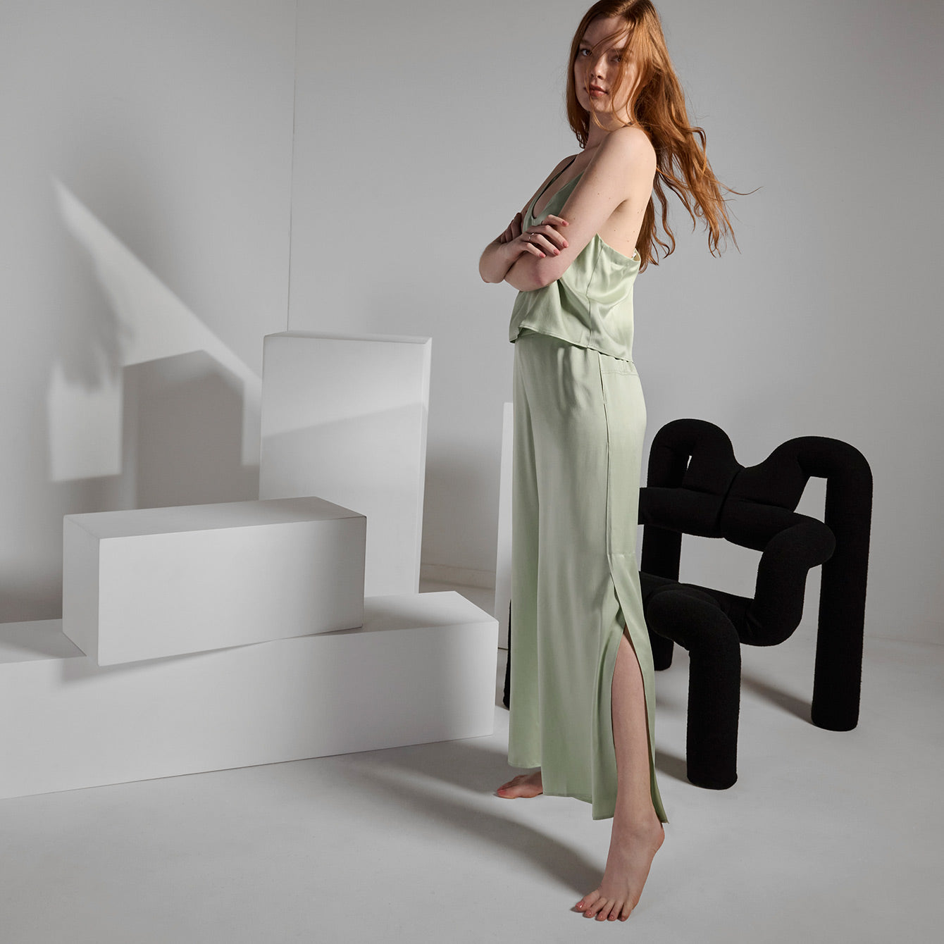 Lunya Sleepwear Washable Silk Cami Pant Set - #Ethereal Green