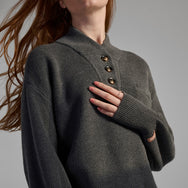 Lunya Sleepwear Cozy Cotton Silk Pocket Henley - #Restful Grey Heather