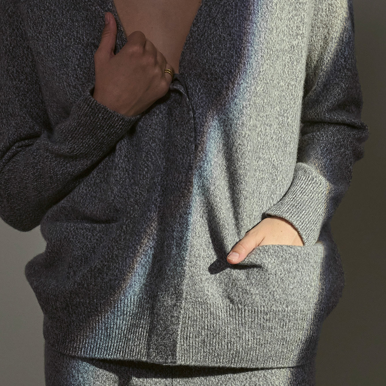 Lunya Pajamas Cashmere Button Front Cardigan - #Cascade Grey Marl