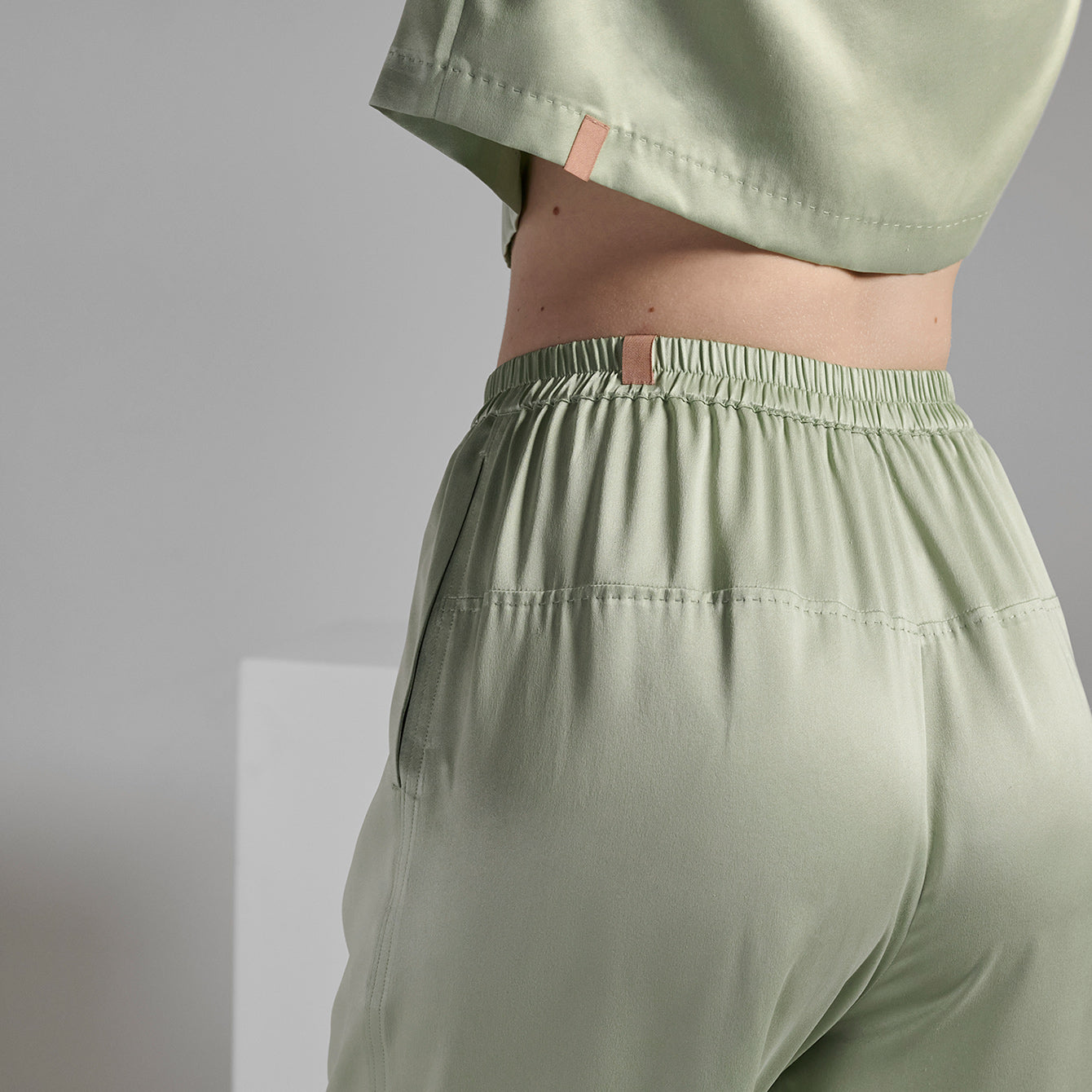 Lunya Washable Silk High Rise Pant Set - #Ethereal Green