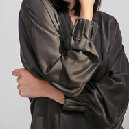 Lunya Sleepwear Washable Silk Robe - #Meditative Grey
