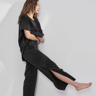 Lunya Washable Silk Tee Pant Set - #Immersed Black