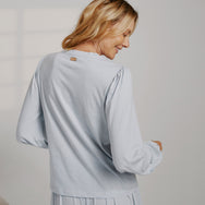 Lunya Sleepwear Organic Pima Long Sleeve Tee - #Tranquil Blue