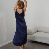 Lunya Pajamas Washable Silk Tulip Dress - #Deep Blue