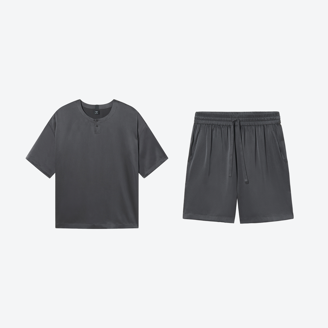 Lahgo Sleepwear Washable Silk Short Set - #Meditative Grey