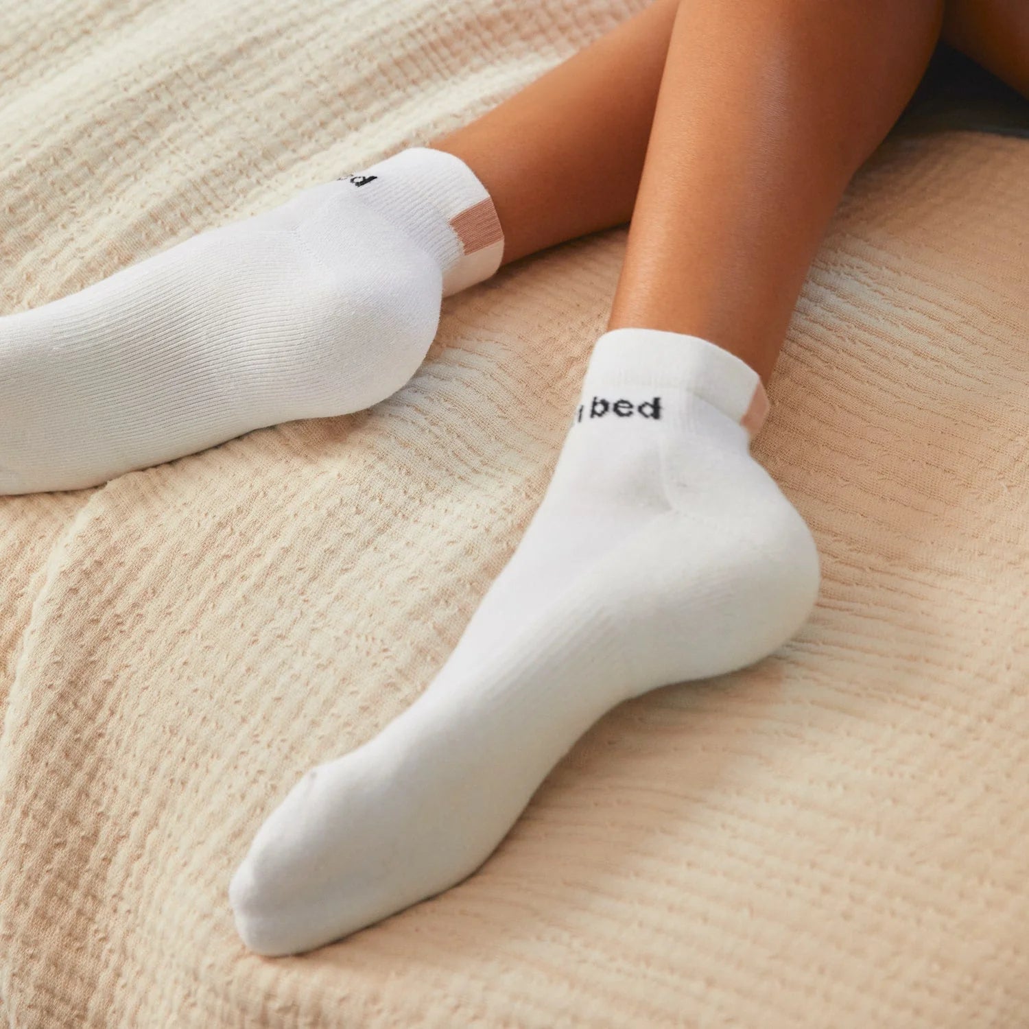 Lunya Pajamas Organic Cotton Socks - #Sincere White/Immersed Black